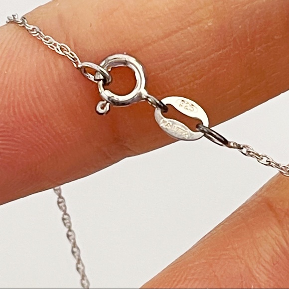 Sterling Silver 925 Simulated Baguette Round Diamond CZ Puffy Cross Necklace - Picture 11 of 11